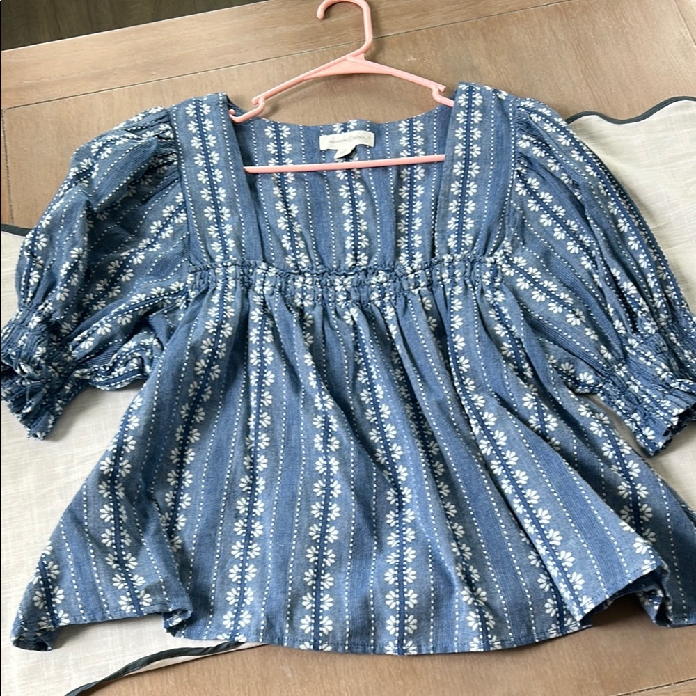 Treasure & Bond Blue Smocked Blouse